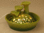 3er-Katzen-Kaskaden-Brunnen mit Licht, granny-smith und dunkelgrün, glänzend