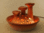 3er-Katzen-Kaskaden-Brunnen mit Licht, creme-orange, glänzend