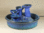 4er-Katzen-Kaskaden-Brunnen ohne Licht, kobaltblau-grün, seidenmatt