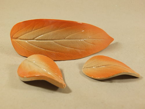 Kabelabdeckung Blätter-Set creme-orange, glänzend