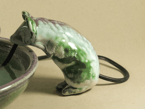 Kabelabdeckung "Maus" mintgrün-chromgrün-kirschrot, glänzend