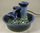 3er-Katzen-Kaskaden-Brunnen ohne Licht, moosgrün-nachtblau, glänzend